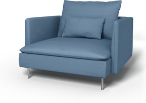 IKEA - Bezug für Sessel Söderhamn, Vintage Blue, Leinen - Bemz