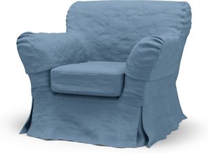 IKEA - Bezug für Sessel Tomelilla, niedrige Lehne (größeres Modell), Vintage Blue, Leinen - Bemz