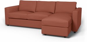 IKEA - Bezug für 2er-Sofa Vimle mit Récamiere, Retro Pink, Cord - Bemz