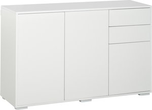 HOMCOM Standschrank Weiß  Hochglanz Aufbewahrungsschrank, Mehrzweckschrank mit 2 Schubladen & 3 Türen, 117x36x74cm  Aosom.de