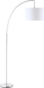 HOMCOM Bogenlampe Stehlampe Wohnzimmer Stehleuchte 40W moderne Bogenleuchte mit E27 Fassung Schirm für Schlafzimmer Büro elegant Weiß+Silber 