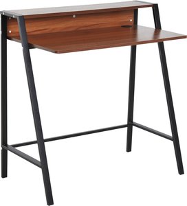 HOMCOM Schreibtisch  Computertisch mit Ablagefach & Kabeldurchlass, Metall Walnuss, 84x45x85cm, Ideal für Homeoffice  Aosom.de