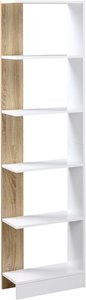 HOMCOM Standregal Bücherregal 5-stufiges Büroregal Lagerregal Aktenregal Küchenregal Spanplatte Eiche+Weiß 45 x 21 x 170 cm