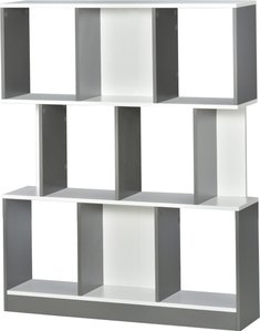 HOMCOM Bücherregal Standregal Büroregal Aktenregal für Büro Wohnzimmer Arbeitszimmer Spanplatte Grau+Weiß 100 x 24 x 124 cm
