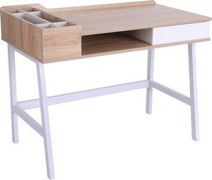 HOMCOM Schreibtisch mit Ablagefächern  Computertisch, Bürotisch, vielseitig, mit Schublade, Breite Tischplatte  Aosom.de