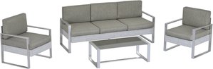 Outsunny Gartenmöbel Sofa Set für 5 Personen mit Alu. Teetisch mit gehärtetem Glas Grau