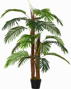 HOMCOM künstliche Pflanzen 120 cm künstlicher Palmen Palme Kunstpflanze Zimmerpflanze Dekopflanze Büropflanze Kunststofftopf für drinnen und draußen