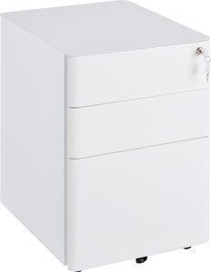 Vinsetto Rollcontainer, mobiler Aktenschrank mit 3 Schubladen, Büroschrank, Aufbewahrung, Stahl, Weiß, 39 x 48 x 59 cm