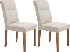 HOMCOM Esszimmerstühle 2er-Set  Stühle mit gepolstertem Sitz, Leinen-Polyester-Gewebe, Gummiholz, Beige, 50x62x96cm  Aosom.de