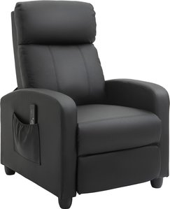 HOMCOM Massagesessel Relaxsessel Fernsehsessel Liegesessel mit Rückenlehne 2-Punkt-Massage PU Schaumstoff Schwarz 68 x 88 x 98 cm