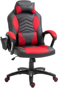 HOMCOM Gaming Stuhl Bürostuhl mit Massagefunktion, Massagesessel, Wärmefunktion, 6 Vibrationspunkte, PU, Rot, 68x69x108-117cm  Aosom.de