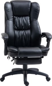 Vinsetto Bürostuhl  Schreibtischstuhl mit Fußstütze, Kopfstütze, Vibration, Massagefunktion, höhenverstellbar, Schwarz, 68,5x68,5x119-127cm  Aosom.de