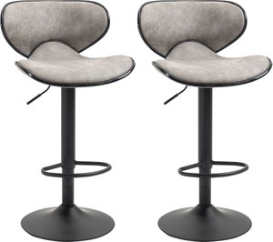 HOMCOM Barhocker 2er-Set Barstühle mit Fußstütze höhenverstellbarer Bistrohocker 360° drehbar Sitzbezug modernes Design Kunstleder 45x50x102 cm
