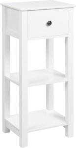 kleankin Badezimmerschrank  Badkommode mit Schublade und 2 Regalen, Anti-Kipp Design, Weiß, 40x31,5x90cm  Aosom.de