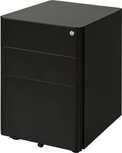 Vinsetto Rollcontainer, mobiler Aktenschrank mit 3 Schubladen, Büroschrank, Aufbewahrung, Stahl, Schwarz, 39 x 48 x 59 cm