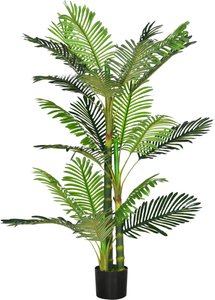 HOMCOM Künstliche Pflanze, Künstliche Palme, Kunstpflanze mit Zementfüllung, Kunstpalme im Topf, Zimmerpflanze für Innendekoration, 150 cm, Grün