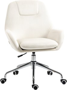 Vinsetto Bürostuhl Schreibtischstuhl Drehstuhl mit Rollen höhenverstellbar mit Samt-Optik ergonomisch Creme