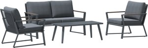 Outsunny Gartenmöbelset für 4 Personen Sofa Sessel Beistelltisch Polyrattan Alu Grau