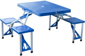 Outsunny Campingtisch Set  Alu Picknicktisch klappbar mit 4 Sitzen, tragbare Sitzgruppe, Blau, 135,5x84,5x66 cm, für Outdoor & Garten  Aosom.de