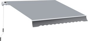 Outsunny manuelle Gelenkarmmarkise Balkonmarkise 4m mit Handkurbel Sonnenschutz Wandmontage Balkon Alu Weiß+Grau 395 x 245 cm