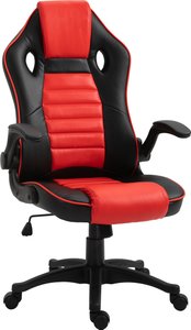 Vinsetto Gaming Stuhl mit Wippenfunktion Racing Stuhl ergonomisch Bürostuhl Armlehnen höhenverstellbar Kunstleder Rot+Schwarz 66,5 x 66 x 113–122 cm