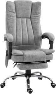 Vinsetto Massage Stuhl Bürostuhl Massagesessel Heizfunktion Liegefunktion Massagefunktion Fußstütze Dicke Polsterung Grau 62 x 67 x 113-120 cm