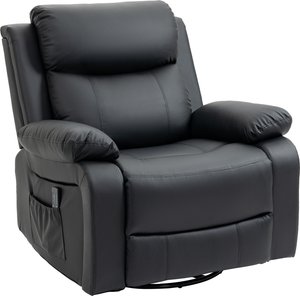 HOMCOM Relaxsessel Massagesessel Fernsehsessel mit Liegefunktion, Wippfunktion, Seitentasche mit 8 Vibrationsköpfen, Fernbedienung