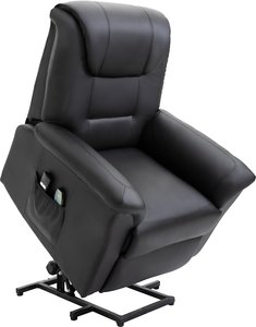 HOMCOM Sessel mit Aufstehhilfe, Verstellbarer Relaxsessel, Elektrischer Massagesessel mit Heizfunktion, Fernsehsessel mit Fernbedienung