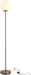 HOMCOM Stehlampe in Gold  Elegante Wohnzimmer Standleuchte aus Metall mit Glas, 25x25x171cm  Aosom.de