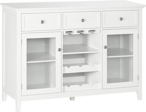 HOMCOM Küchenbuffet mit Weinregal  Sideboard mit Glastüren & Schubladen, Aufbewahrungsschrank in Weiß, für Küche & Wohnzimmer  Aosom.de