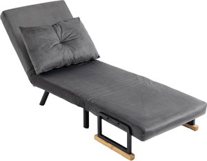 HOMCOM Schlafsessel  Einzelsofa mit Bettfunktion, Relaxsessel mit Verstellbarer Rückenlehne, Samtoptik, Dunkelgrau  Aosom.de