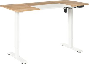 Vinsetto Computertisch  Elektrischer Schreibtisch, Stehschreibtisch, höhenverstellbar, Tischgestell mit Motor, Metall, Natur+Weiß  Aosom.de