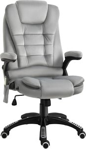 Vinsetto Massagesessel  Bürostuhl, Gaming Stuhl, höhenverstellbarer Chefsessel, ergonomisch, PU-Räder, Grau, 67x74x107-116 cm  Aosom.de