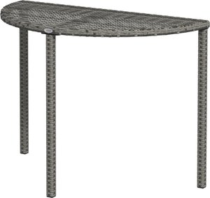 Outsunny Balkontisch Garten Beistelltisch Tisch Gartenmöbel halbrund Polyrattan Metall Grau 100 x 50 x 74 cm