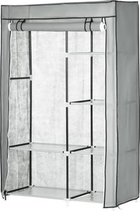 HOMCOM Kleiderschrank Stoffschrank, 6 Fächer, Grau, 103x43x162,5cm, Faltbare Garderobe in Vlies-Optik  Aosom.de