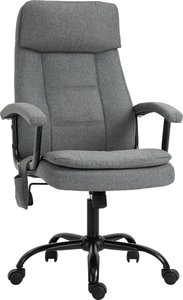 Vinsetto Bürostuhl Gamingstuhl mit Massagefunktion ergonomisch höhenverstellbar Lendenwirbelsäulenmassage Leinen-Gefühl Grau 63 x 70 x 112-121 cm