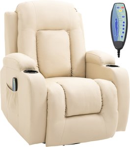 HOMCOM Massagesessel Fernsehsessel Relaxsessel mit Wärmefunktion TV Sessel mit Liegefunktion mit Fernbedienung, Becherhalter, 85 x 94 x 104 cm