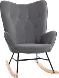 HOMCOM Schaukelstuhl mit Stahlrahmen gepolstert Relax Stuhl Sessel Stuhl Wohnzimmersessel Lounge mit gepolsterter Sitzfläche samtartiges Polyester