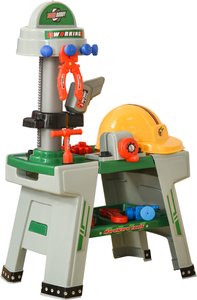 HOMCOM Kinder Werkbank mit Werkzeug  Arbeitstisch, 37 Zubehöre, Rollenspiel Spielzeug, ab 3 Jahren, 44x26x71cm  Aosom.de