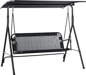 Outsunny 2-Sitzer Hollywoodschaukel Outdoor Gartenliege UV-beständig Hochwertiges Metallrohr winkeleinstellbar Schwarz