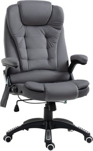 Vinsetto Bürostuhl mit Wippfunktion, Massagesessel mit Wärmefunktion, ergonomischer Chefsessel mit Massagefunktion höhenverstellbar, 120 kg Belastbar, Dunkelgrau