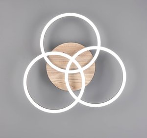 LED-Deckenleuchte Circle 3-flg. Fernbedienung Holz