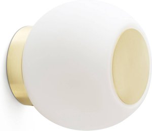 LED-Wandlampe Moy in Gold mit Glasschirm
