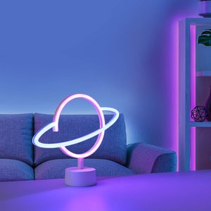 LED-Tischleuchte Neon Saturn, batteriebetrieben