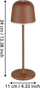 LED-Tischleuchte Mannera mit Akku, rostbraun