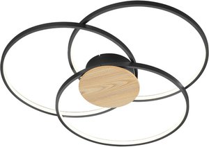 LED-Deckenlampe Sedona mit Holzdetail schwarz matt