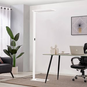 Prios Taronis LED-Büro-Stehlampe, Dimmer, weiß