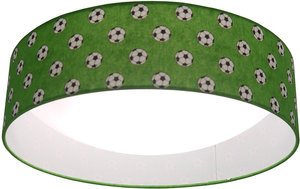 Deckenleuchte Fußball mit grünem Stoffschirm