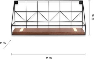 LED-Wandleuchte Board mit Holzregalboden, 45x15cm