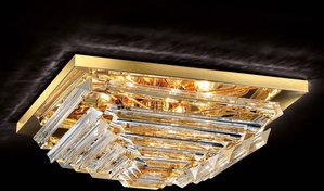 Vergoldete Kristalldeckenleuchte Losanghe, 55 cm